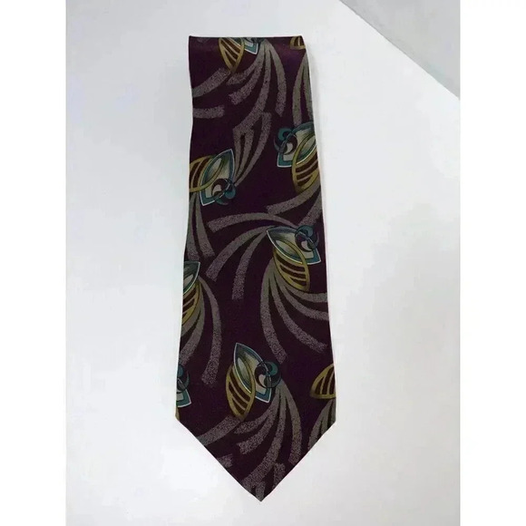 VINTAGE Alfani Mens Tie 100% Silk Necktie Peacock PURPLE, Handmade ITALY - Picture 7 of 7